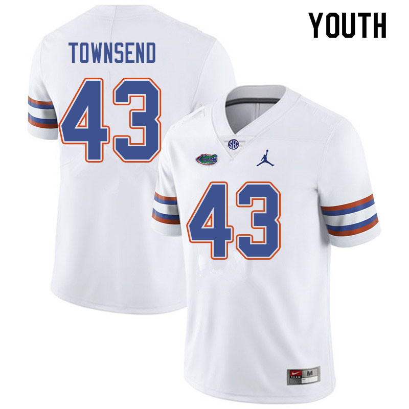 Jordan Brand Youth #43 Tommy Townsend Florida Gators College Football Jerseys Sale-White - Click Image to Close